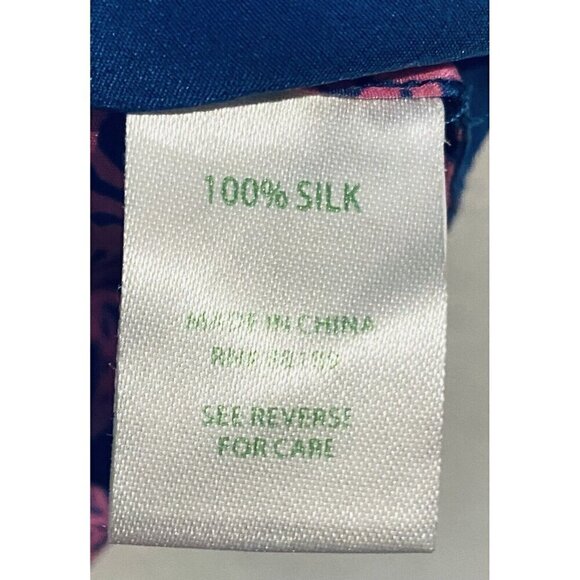 Lilly Pulitzer Top Womens XS Blue Pink Silk Elephant Print Tank Back Zipper Boho - Picture 8 of 10